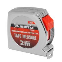 Рулетка Chrom, 2 м x 13 мм, хромированный корпус Matrix