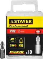 Биты STAYER "PROFESSIONAL" ProFix Phillips, тип хвостовика C 1/4", № 2, L=25мм, 10шт