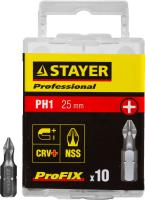 Биты STAYER "PROFESSIONAL" ProFix Phillips, тип хвостовика C 1/4", № 1, L=25мм, 10шт