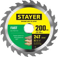 Диск пильный по дереву, быстрый рез STAYER FAST 200 x 32/30мм 24Т