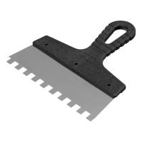 Шпатель из нержавеющей стали, 200 мм, зуб 10х10 мм, пластмассовая ручка Сибртех