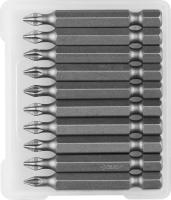 Биты ЗУБР "МАСТЕР" кованые, хромомолибденовая сталь, тип хвостовика E 1/4", PH1, 50 мм, 10шт 