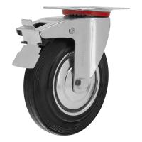 Колесо поворотное с тормозом d-160мм, крепление  платформенное Сибртех