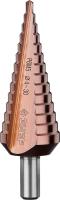 Сверло ЗУБР "КОБАЛЬТ" ступенчатое, Р6М5 с кобальт. покрыт., 4-30 мм, 14ст., трехгр.хв.10 мм