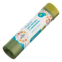 Пакеты для мусора с завязками 35л*15шт зеленые, Россия Elfe