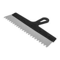 Шпатель из нержавеющей стали, 350 мм, зуб 8х8 мм, пластмассовая ручка Сибртех