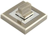 Накладка дверная квадратная с заверткой, никель/хром