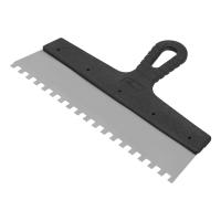 Шпатель из нержавеющей стали, 300 мм, зуб 8х8 мм, пластмассовая ручка Сибртех