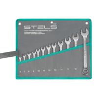 Набор ключей комбинированных 6-22 мм, 12 шт., CrV, матовый хром Stels
