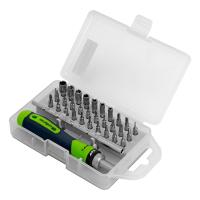 Отвертка реверсивная для точных работ с набором бит и торцевых головок, 32 предм., CrV Сибртех