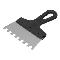 Шпатель из нержавеющей стали, 150 мм, зуб 10х10 мм, пластмассовая ручка Сибртех