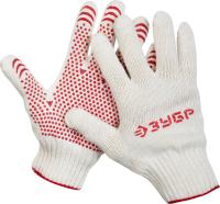 Перчатки ЗУБР "МAСTEP" трикотажные, 7 класс, х/б, с защитой от скольжения, L-XL, 10пар 
