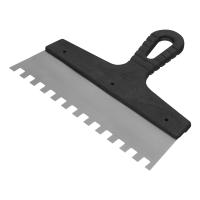 Шпатель из нержавеющей стали, 250 мм, зуб 10х10 мм, пластмассовая ручка Сибртех