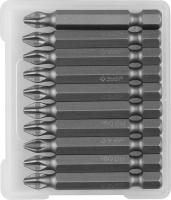 Биты ЗУБР "МАСТЕР" кованые, хромомолибденовая сталь, тип хвостовика E 1/4", PH2, 50 мм, 10шт 