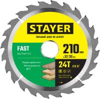 Диск пильный по дереву, быстрый рез STAYER FAST 210 x 32/30мм 24Т