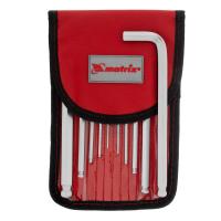 Набор ключей имбусовых HEX, 1,5–12 мм, CrV, 10 шт., удлиненные с шаром, сатин., чехол Matrix