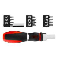 Отвертка реверсивная, набор бит, 11 шт., CrV Matrix