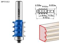 Фреза кромочная фигурная №1,  22, 2мм, рабочая длина-25, 4мм, хв.-12мм, d-15, 9мм, ЗУБР Профессионал