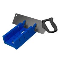 Стусло пластиковое синее,4 угла для запила+пила 350мм Сибртех