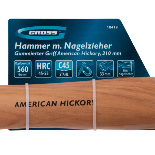 Молоток-гвоздодер,560 г, угол 75, магнит, обрезиненная рукоятка AMERICAN HICKORY GROSS