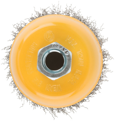 Корщетка-чашка, гайка М14, волнистая проволока, нержавеющая сталь  75 мм