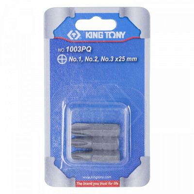 Набор вставок (бит) 1/4", крестовые, №1, №2, №3, 3 предмета KING TONY