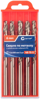 Сверло по металлу Cutop Profi с кобальтом 5%, 7,5 x 109 мм (5 шт)