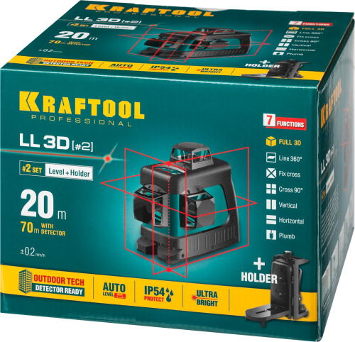 Нивелир лазерный "LL-3D-2", KRAFTOOL 34640-2