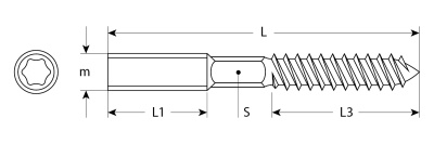 Шпилька сантехническая, шестигранник, Torx 25, М8x100мм, 800шт, оцинкованная, ЗУБР