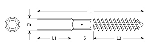 Шпилька сантехническая, шестигранник, Torx 25, М8x100мм, 800шт, оцинкованная, ЗУБР