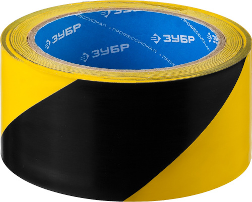 Разметочная клейкая лента, ЗУБР Профессионал 12249-50-25, цвет черно-желтый, 50 мм х 25м