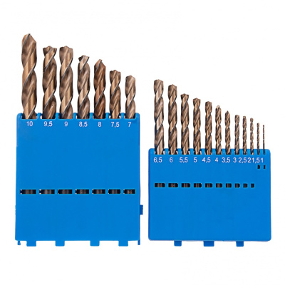 Набор сверл по металлу, 1-10 мм (через 0,5 мм), 19 шт., Р9М3, многогр. зат., бокс  Барс