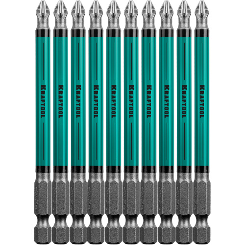 Optimum Line Биты, PH2, 100 мм, тип хвостовика E 1/4", 10 шт в блистере, KRAFTOOL