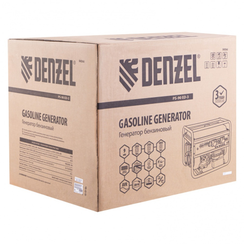 Генератор бензиновый PS 90 ED-3, 9,0кВт, переключение режима 230В/400В, 25л, электростартер Denzel