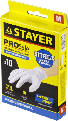 Перчатки STAYER "PROFI" нитриловые экстратонкие, M, 10шт