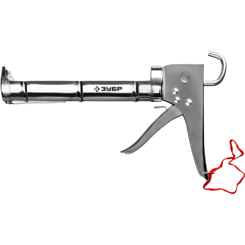 Пистолет для герметика ЗУБР "ПРОФЕССИОНАЛ" полукорпусной, хромированный, зубчатый шток, 310 мл