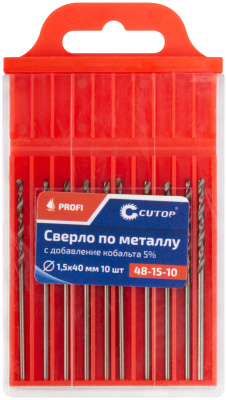 Сверло по металлу Cutop Profi с кобальтом 5%, 1,5 x 40 мм (10 шт)