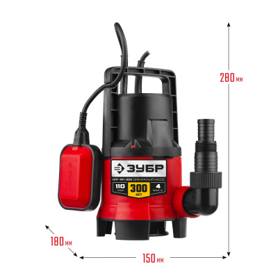 Дренажный насос для грязной воды ЗУБР 300 Вт НПГ-М1-300