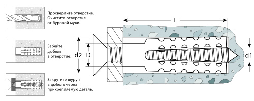 Дюбель металлический для газобетона ЗУБР 8 x 60 мм, 100 шт