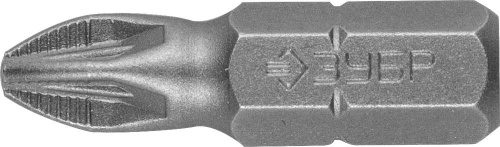 Биты ЗУБР "МАСТЕР" кованые, хромомолибденовая сталь, тип хвостовика C 1/4", PZ2, 25мм, 2шт