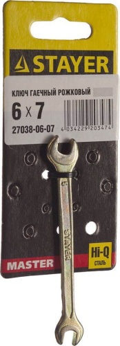 Рожковый гаечный ключ 6 x 7 мм,  STAYER