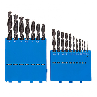 Набор сверл по металлу, 1-10 мм (через 0,5 мм), 19 шт., Р6М5, прокат, цилиндр. хвост., бокс  Барс
