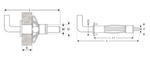 Анкер МОЛЛИ для пустотелых конструкций, с крюком, М4х32х13мм, 2шт, оцинкованный, ЗУБР
