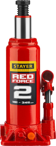 Домкрат бутылочный гидравлический STAYER RED FORCE 2т 181-345мм