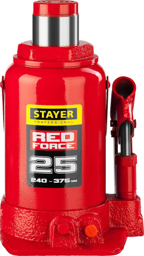 Домкрат гидравлический бутылочный "RED FORCE", 25т, 240-375 мм, STAYER 43160-25