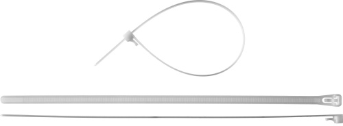 Кабельные стяжки разъемные белые КСР-Б1, 7.5 x 250 мм, 100 шт, нейлоновые, ЗУБР