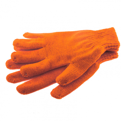 Перчатки трикотажные, акрил, двойные, цвет: оранжевый, двойная манжета, Россия Сибртех