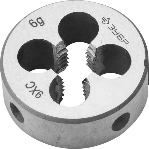 Плашка ЗУБР "МАСТЕР" круглая ручная для нарезания метрической резьбы, мелкий шаг, М6 x 0, 75 