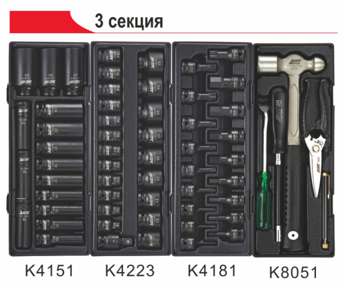 Тележка инструментальная JTC-5021 (7 секций) в комплекте с набором инструментов (344 предмета) JTC /