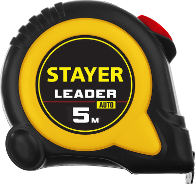 Рулетка с автостопом в ударостойком обрезиненном корпусе STAYER LEADER 5м / 19мм